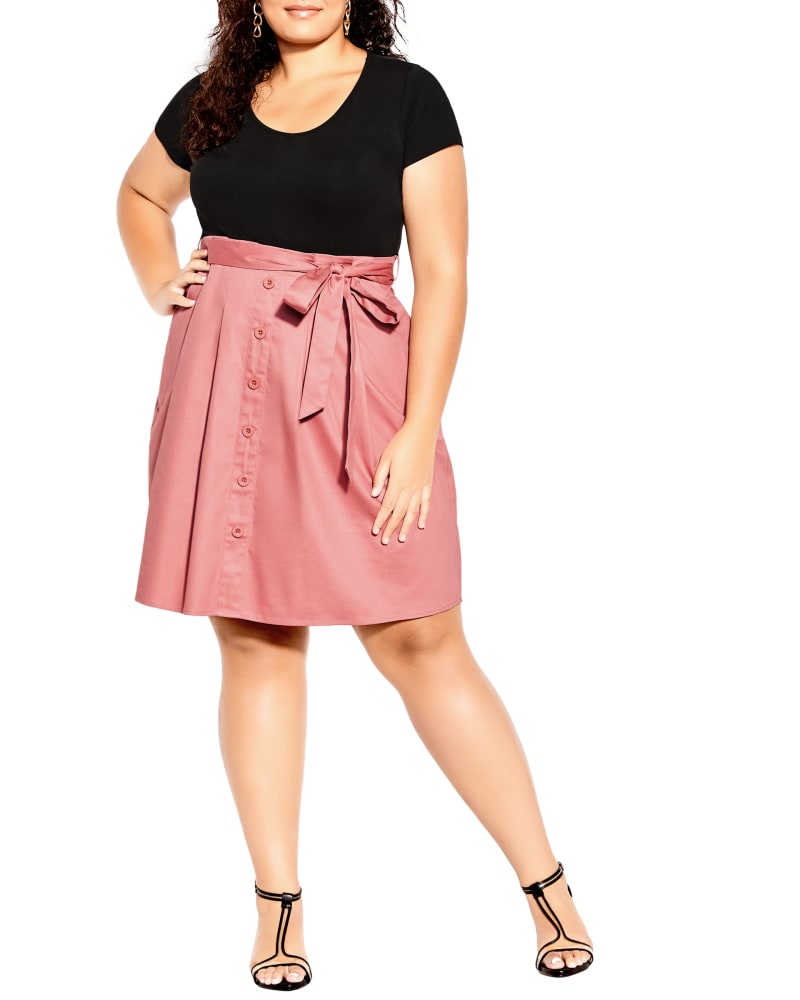 Plus size model wearing Dakota Uptown Belted Dress by City Chic | Dia&Co | dia_product_style_image_id:192444